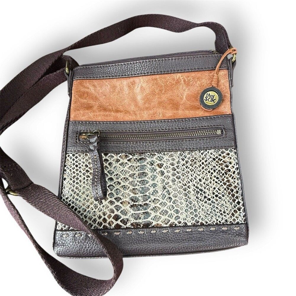 The Sak Pax Swing Pack Crossbody Bag Womens Small Brown Snakeskin Print - Picture 4 of 9